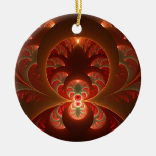 Adorno De Cerámica Luminoso abstracto moderno fractal naranja rojo