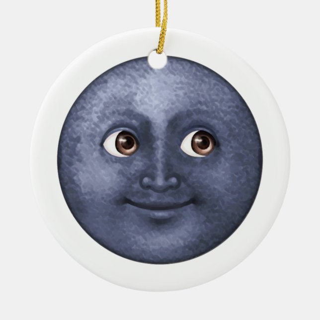 Adorno De Cerámica Luna Azul Oscuro - Emoji (Frente)