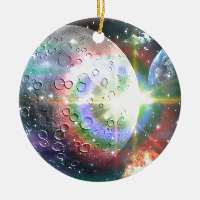 Adorno De Cerámica luna de arco iris (Frente)
