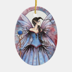 Adorno De Cerámica Luna de Fantasía de Hada de Invierno Arte