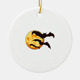 Adorno De Cerámica Luna de Halloween y murciélagos