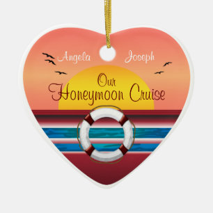 Adorno De Cerámica Luna de miel de crucero - Corazón de plantilla de 