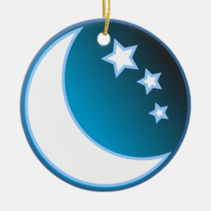 Adorno De Cerámica Luna y estrellas