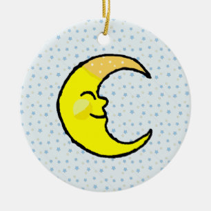 Adorno De Cerámica Luna y estrellas