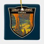 Adorno De Cerámica Luray Caverns Virginia Travel Art Badge<br><div class="desc">Obra vectorial de las Cavernas Luray. El sistema de las cuevas está generosamente adornado con espeleóceos como columnas,  flujos de barro,  estalactitas,  estalagmitas,  piedras de flores y estanques con espejos.</div>