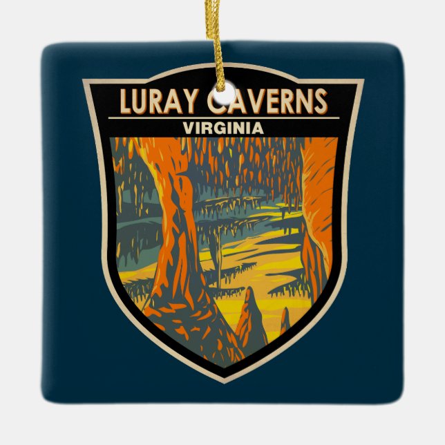 Adorno De Cerámica Luray Caverns Virginia Travel Art Badge (Anverso)