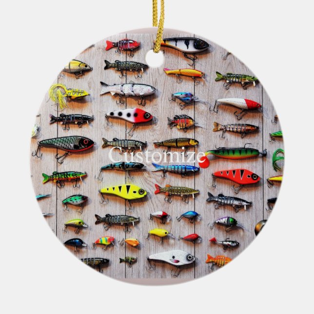 Adorno De Cerámica Lures Thunder_Cove de pesca clásica (Frente)