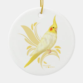 Adorno De Cerámica Lutino Cockatiel