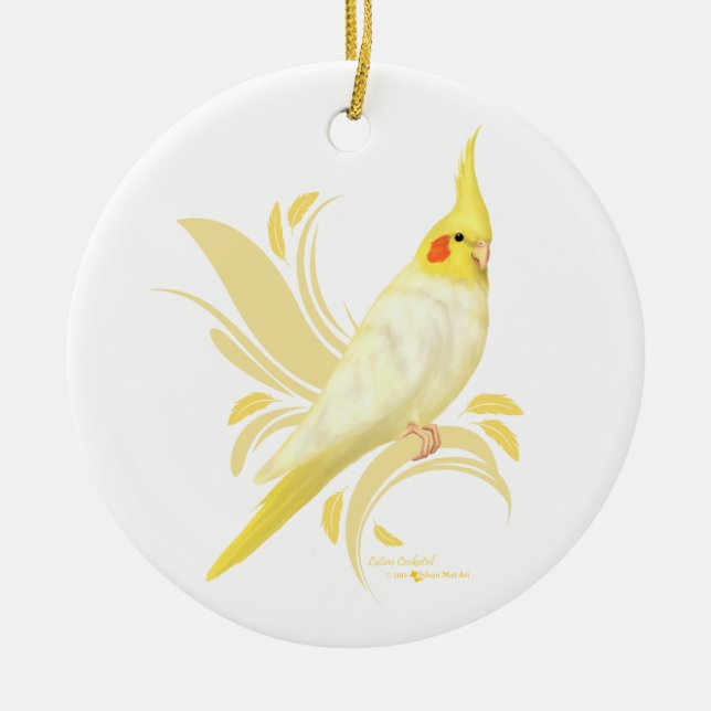 Adorno De Cerámica Lutino Cockatiel (Frente)