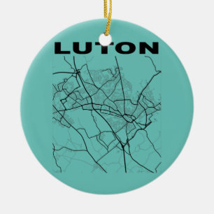 Adorno De Cerámica Luton City Street Map Reino Unido Souvenir