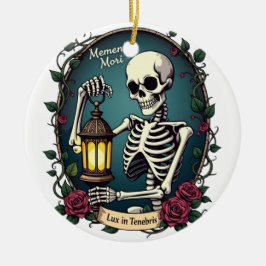 Adorno De Cerámica Lux in Tenebris Skeleton Lantern Ornament
