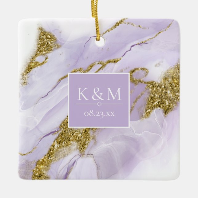 Adorno De Cerámica Lux Ink Lavender Resumen ID990 (Anverso)