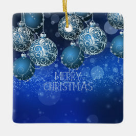 Adorno De Cerámica Luxury Blue & Silver Christmas Bauble