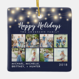 Adorno De Cerámica Luz de cuerda azul de la marina 8 festividad de la