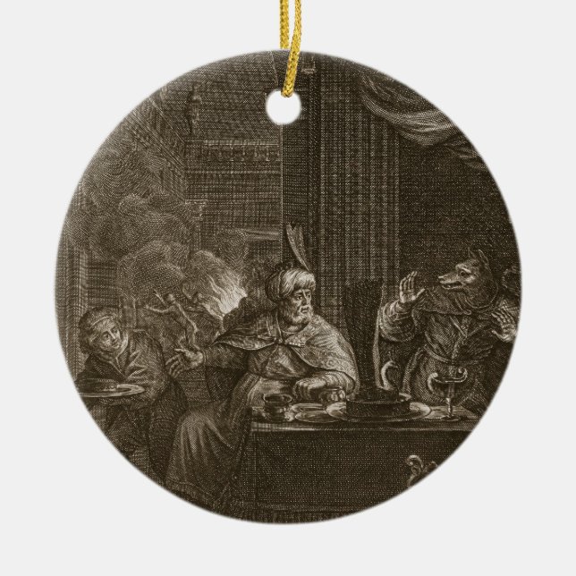 Adorno De Cerámica Lycaon transformó en un lobo, 1731 (el grabado) (Frente)