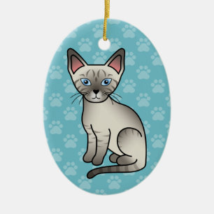 Adorno De Cerámica Lynx Point Siamese Cat Cute Personalizado Ilustrac