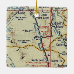 Adorno De Cerámica Lytton BC Vintage Map