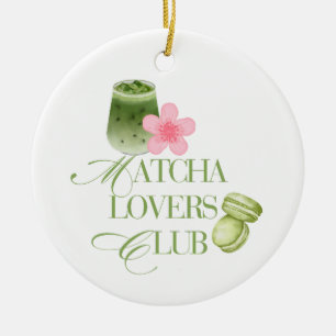 Adorno De Cerámica Macarons de Té Verde del Matcha Lovers Club y Saku