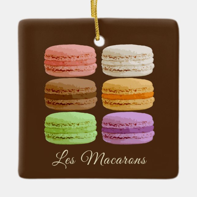 Adorno De Cerámica Macarons Franceses Elegantes - Sabores Asociados (Anverso)