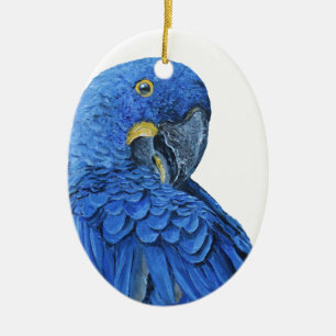 Adorno De Cerámica Macaw azul brillante del jacinto