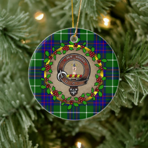 Adorno De Cerámica MacIntyre Clan Badge & Tartan Personalized Xmas