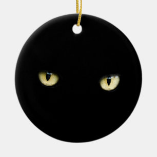Adorno De Cerámica Macro del ojo de gato de los ojos de gato negro el