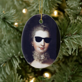 Adorno De Cerámica ♥ Madame de Pompadour with sunglasses crazy ♥