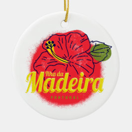 Adorno De Cerámica Madeira Hibiscus Flower Island Portugal Souvenir