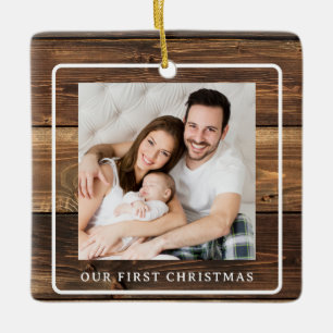 Adorno De Cerámica Madera Rusa Nuestra Primera Navidad 2 Foto
