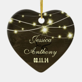 Adorno De Cerámica madera rústica de campo con cuerda de luces