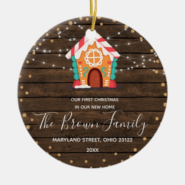 Adorno De Cerámica Madera rústica Nuestra primera Navidad en nuestro  (Frente)