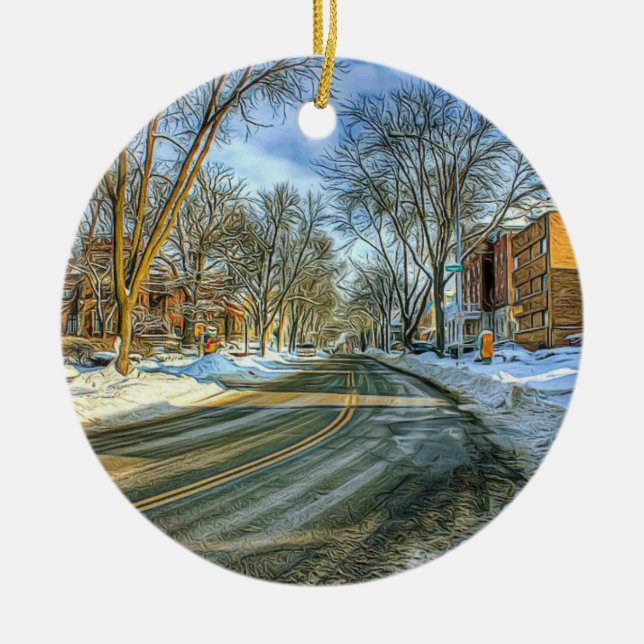 Adorno De Cerámica Madison, Navidades de cabeza de queso de Wisconsin (Frente)