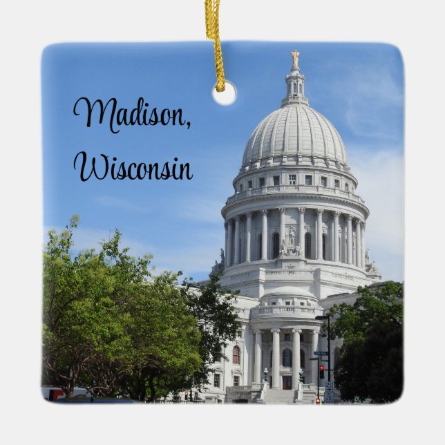 Adorno De Cerámica Madison, Navidades del Capitolio Estatal de Wiscon (Anverso)