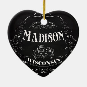 Adorno De Cerámica Madison, Wisconsin - ciudad enojada