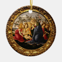 Madonna Botticelli adorando al Niño con 5 ángeles