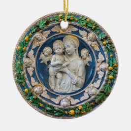 Adorno De Cerámica Madonna con Cherubs y Garland por Della Robbia
