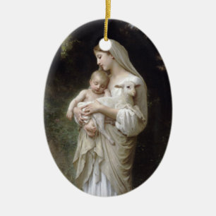 Adorno De Cerámica Madonna con cordero - Bouguereau