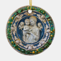 Madonna con querubines y guirnaldas de Della Robbi