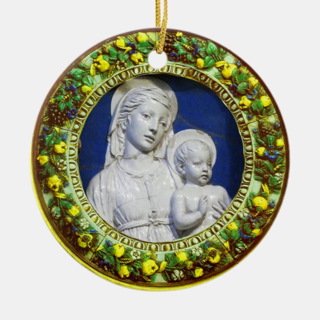 Adorno De Cerámica MADONNA CON Sapphire Azucarado Redondo Infantil (Frente)