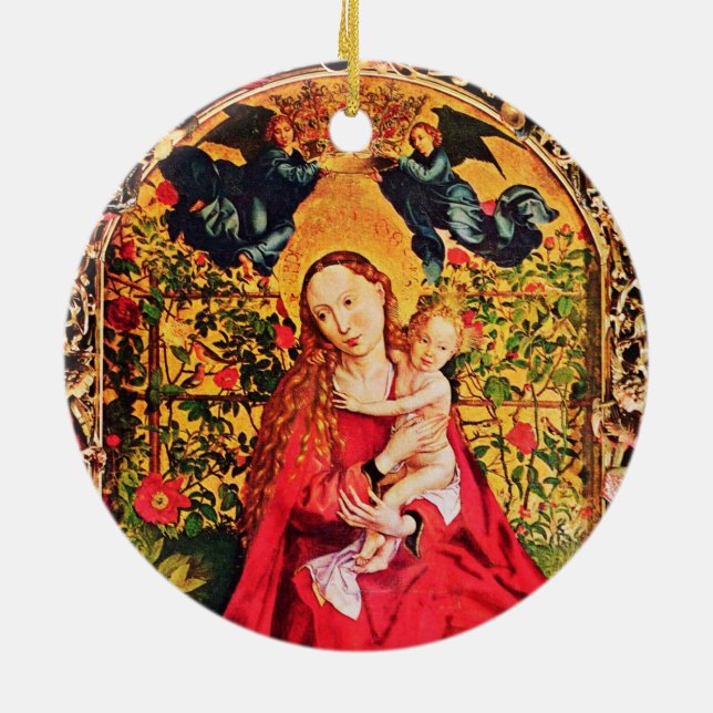 ADORNO DE CERÁMICA MADONNA DE LOS MISTLETOS DE LA ROSA BOWER, HOLLY B (Atrás)