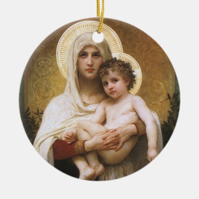 Adorno De Cerámica Madonna de los Rosas de Bouguereau (Frente)