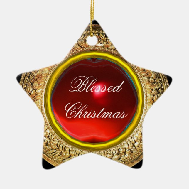 Adorno De Cerámica Madonna del Magnífico / Estrella de Ruby Gemstone (Frente)