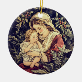 Adorno De Cerámica Madonna y la Navidad de los Niños Vintage
