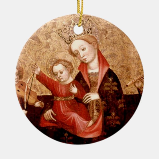 Adorno De Cerámica Madonna y niño: Cataluña (Frente)