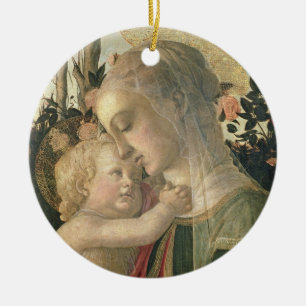 Adorno De Cerámica Madonna y niño con St. John el Bautista, detai