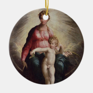Adorno De Cerámica Madonna y niño con St. John y St Jerome, 15