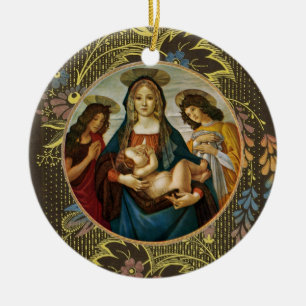 Adorno De Cerámica Madonna y Niño de Botticelli