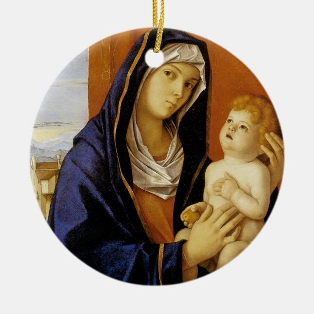 Adorno De Cerámica Madonna y niño por Giovanni Bellini (Frente)