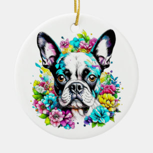 Adorno De Cerámica Madre de Boston Terrier Huella de Pata