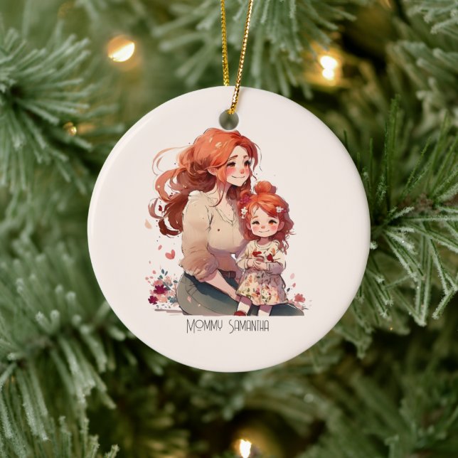 Adorno De Cerámica Madre e hija personalizadas (Árbol)